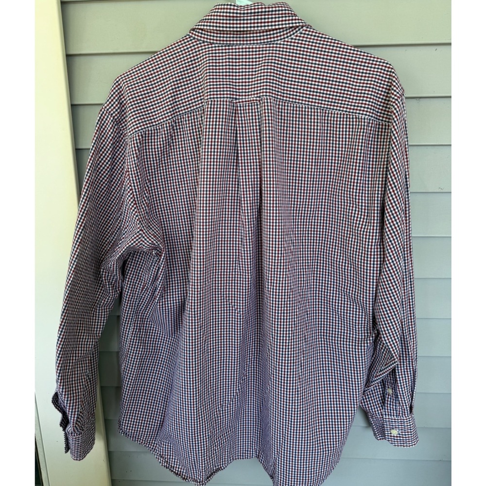 Nautica Mens Large Red Blue Gingham Plaid Long Sleeve Button Down Shirt 0453 - Picture 2 of 8